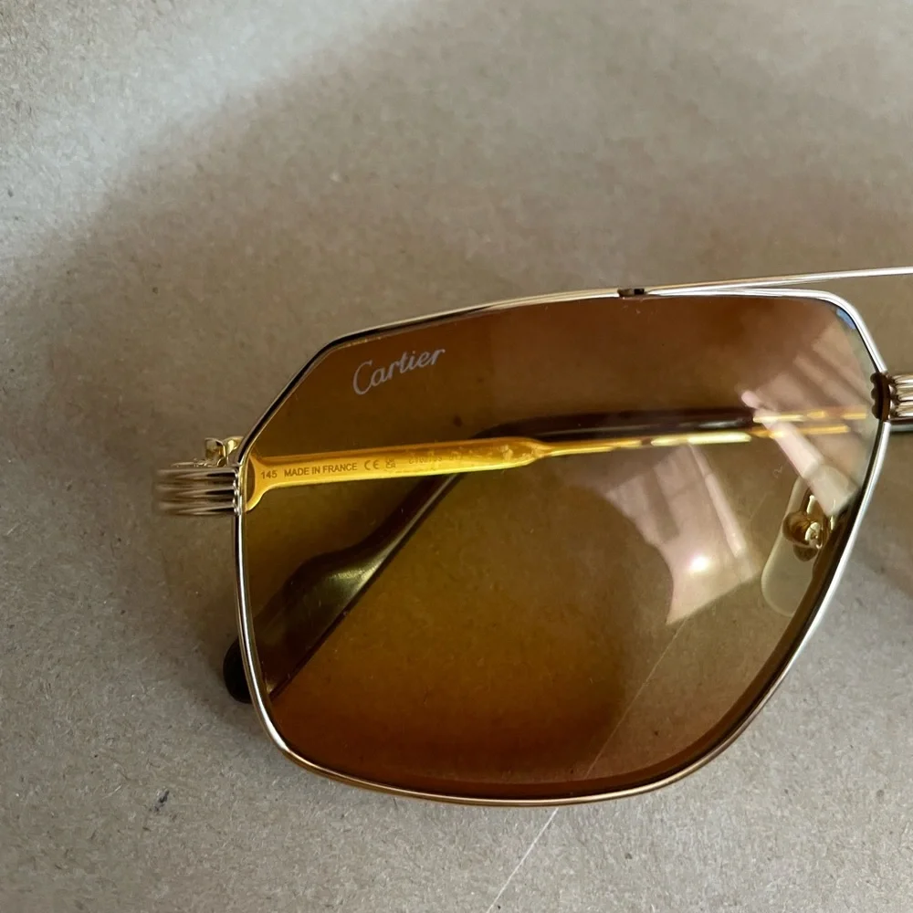 Cartier Men's Metal Aviator Sunglasses - Picture 5 of 9